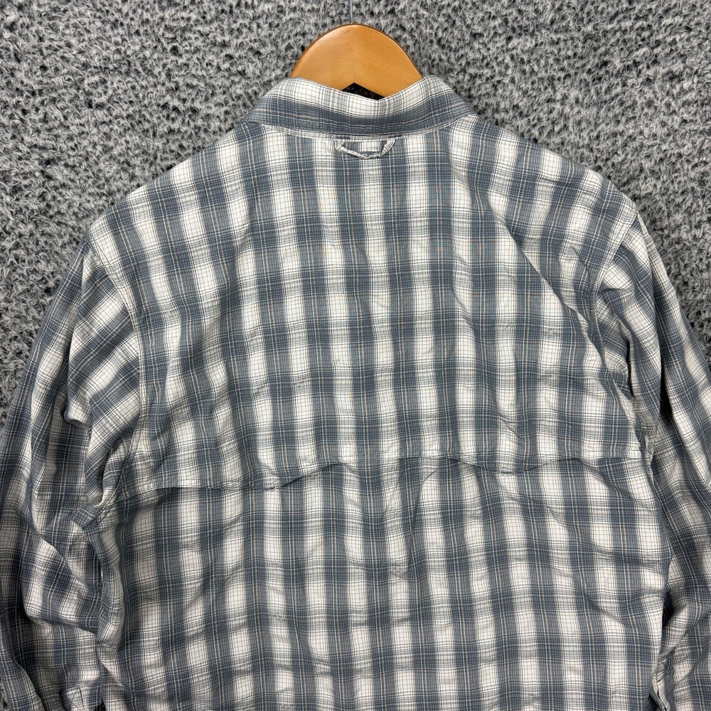 Simms Shirt Mens Large Blue Plaid Vented Fishing Snap Button Front Mesh L/S - Picture 13 of 16